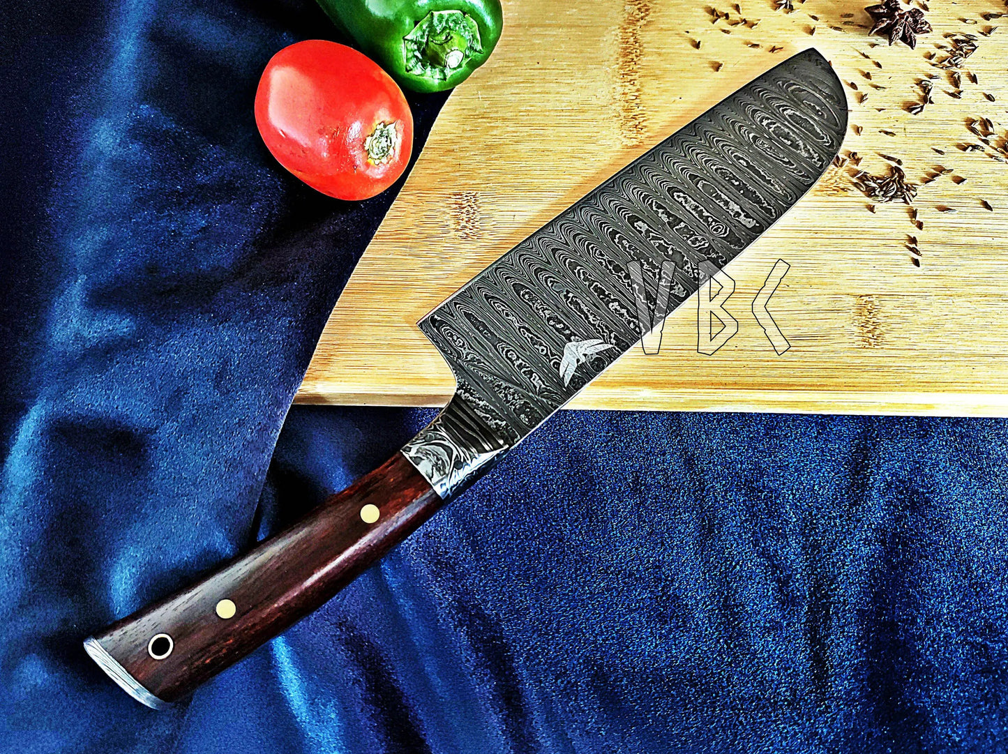 Forged Damascus Chef Knife | Rose Wood Handle | Damascus Guard & Bolster Viking_Blade_Crafts