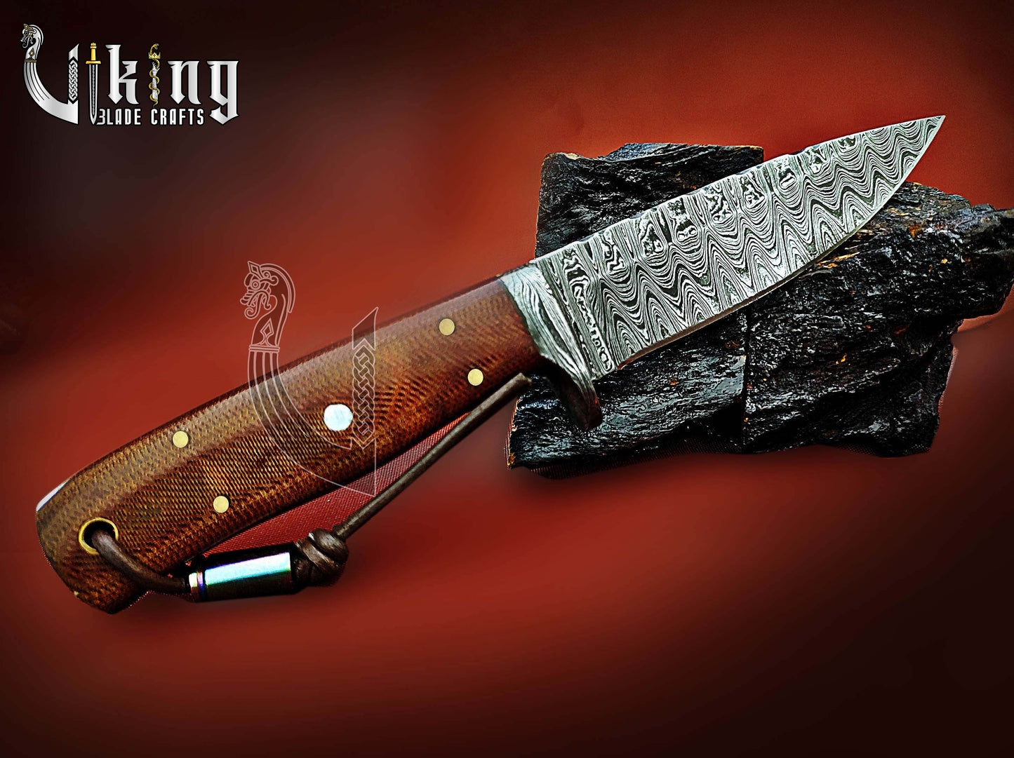 Handmade Damascus Steel Fixed Blade Hunting Knife With Micarta Handle