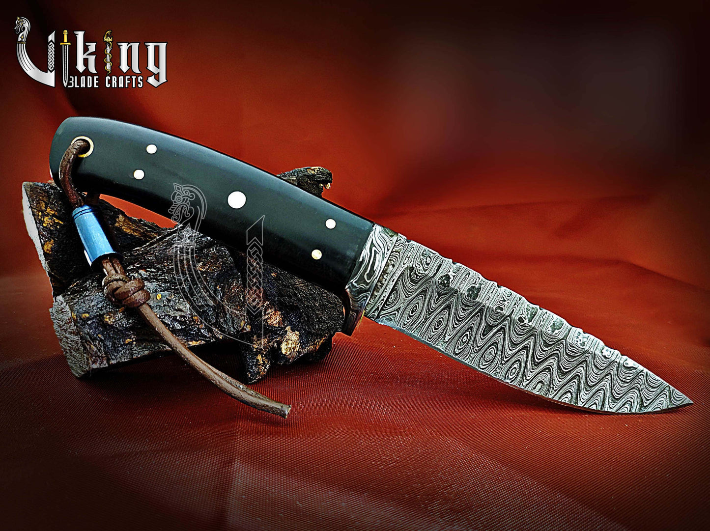 Damascus Steel Fixed Blade Hunting & Camping Knife With Dual Sheath