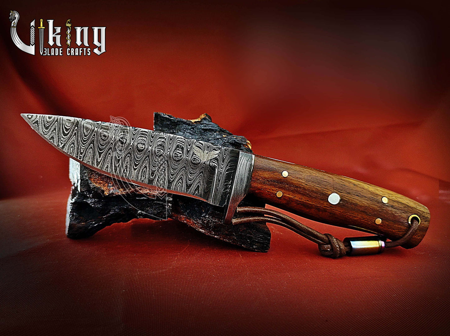 Handmade Damascus Steel Fixed Blade Hunting Knife With Dual Leather Sheath