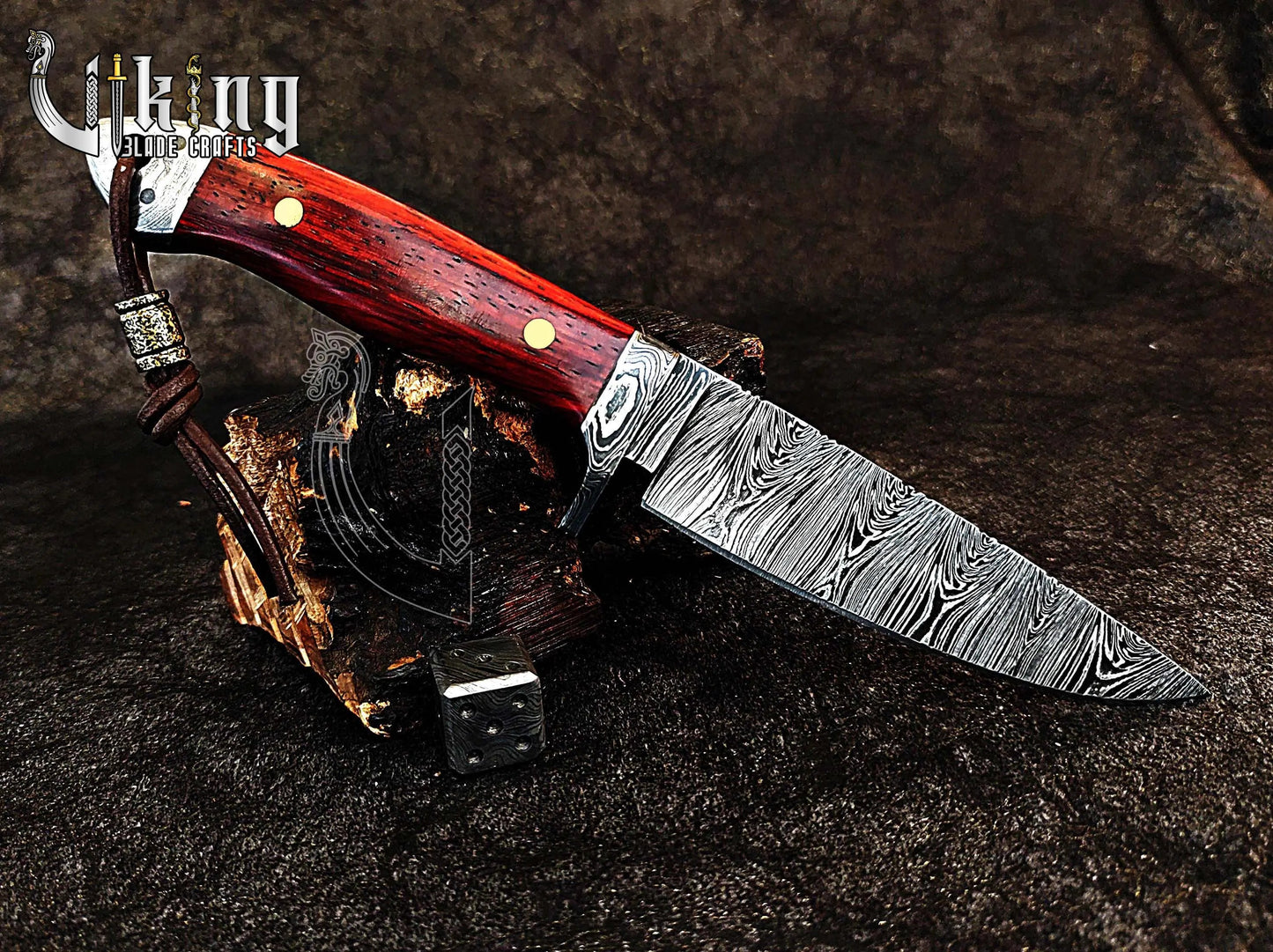 Handmade Damascus Steel Hunting Knife with Bloodwood Handle – Fixed Blade Viking_Blade_Crafts