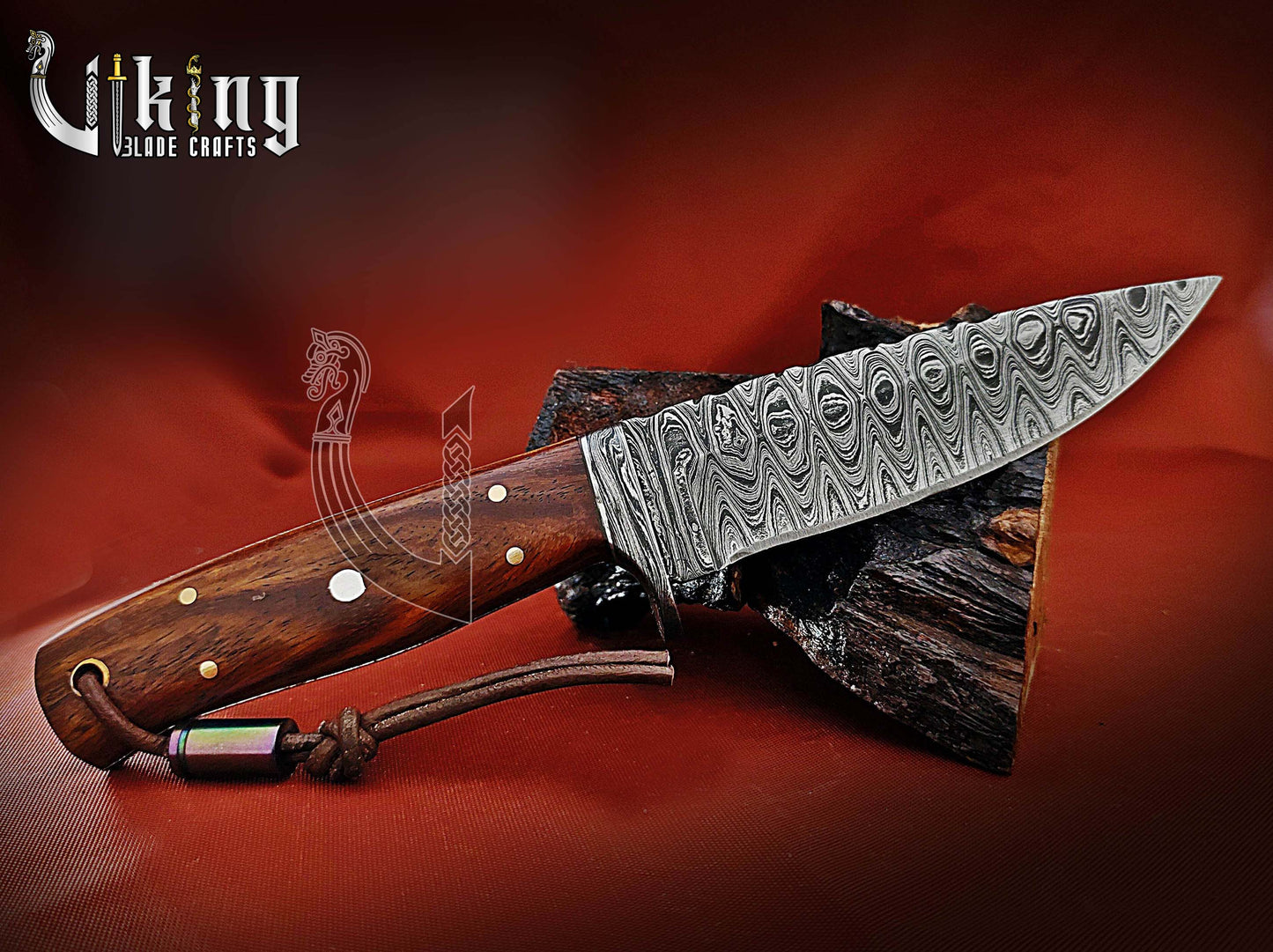 Handmade Damascus Steel Fixed Blade Hunting Knife With Dual Leather Sheath