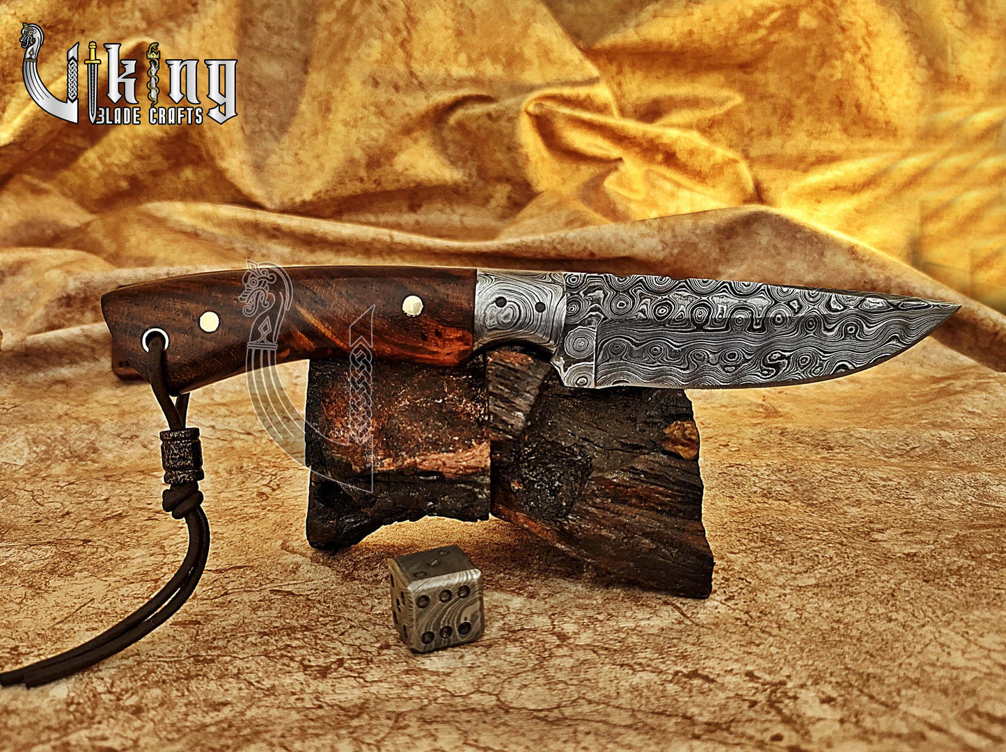 Handmade Damascus Steel Fixed Blade Hunting Knife with Sheath Wood Handle