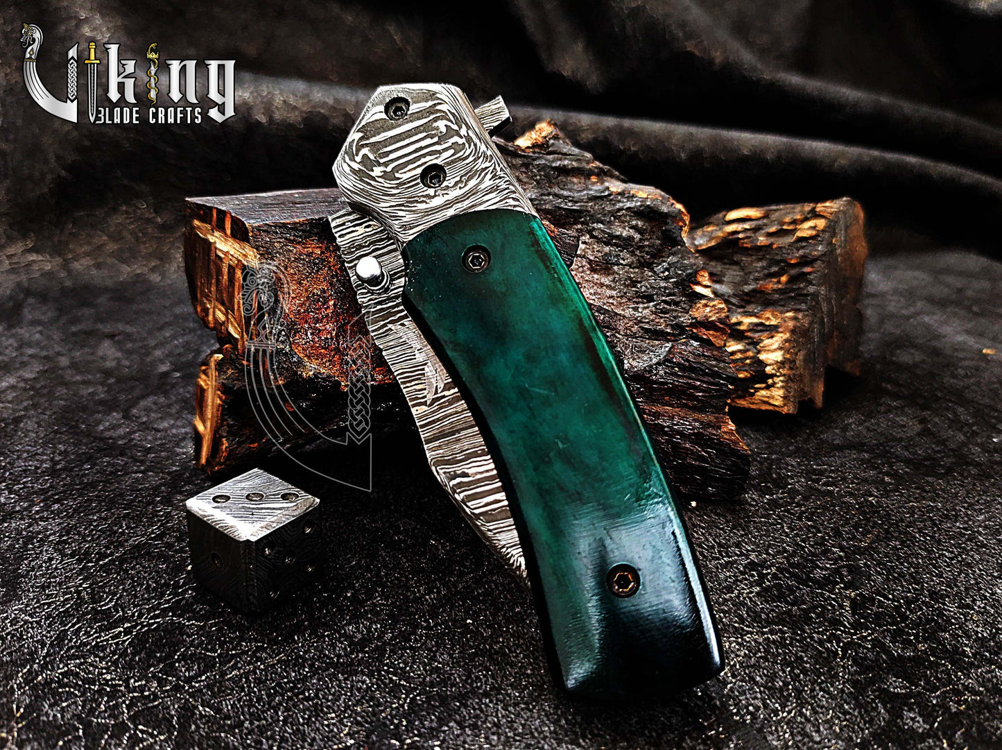 Premium Edition Stained Bone Handle Damascus Steel Folding Pocket Knife