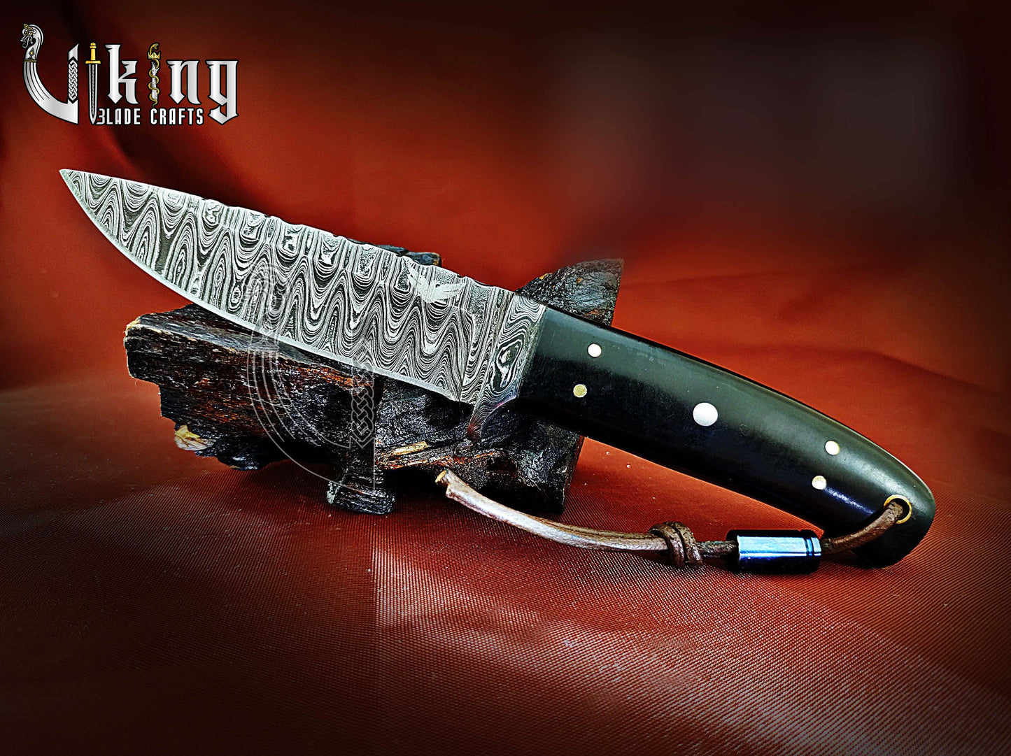 Damascus Steel Fixed Blade Hunting & Camping Knife With Dual Sheath