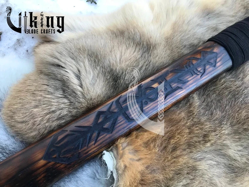 Crow Viking Hammer – Norse Berserker Armory with Engraved Runes