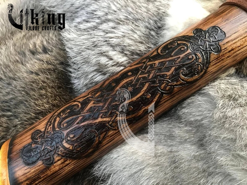 Hand Engraved Eihwaz Rune Viking Hammer with Norse Symbolic Power