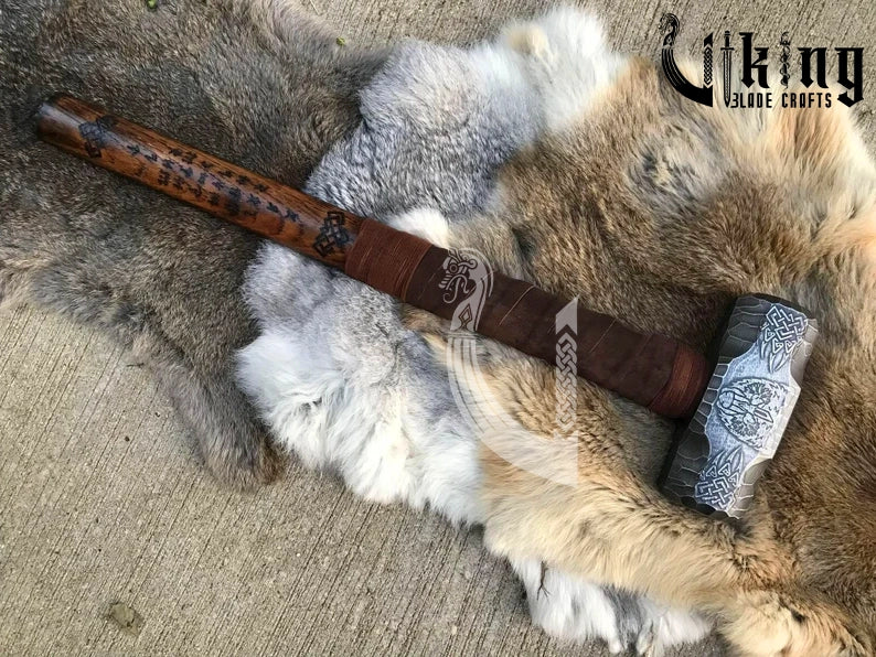 Hand Engraved Bear Viking Hammer – Norse Symbolic Warrior Tool