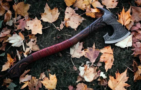 Hand-Forged Scandinavian Style Long Viking Axe with Leather Sheath – 28"