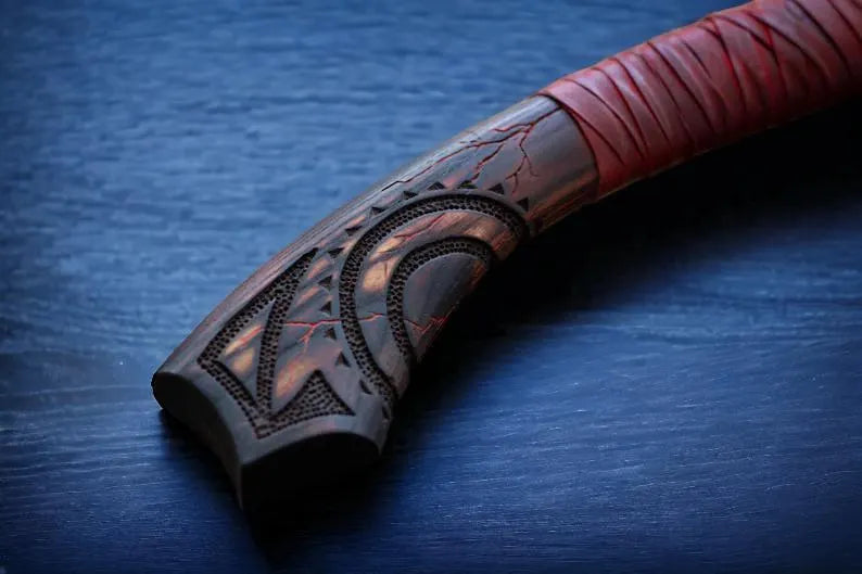 Hand-Forged Scandinavian Style Long Viking Axe with Leather Sheath – 28"