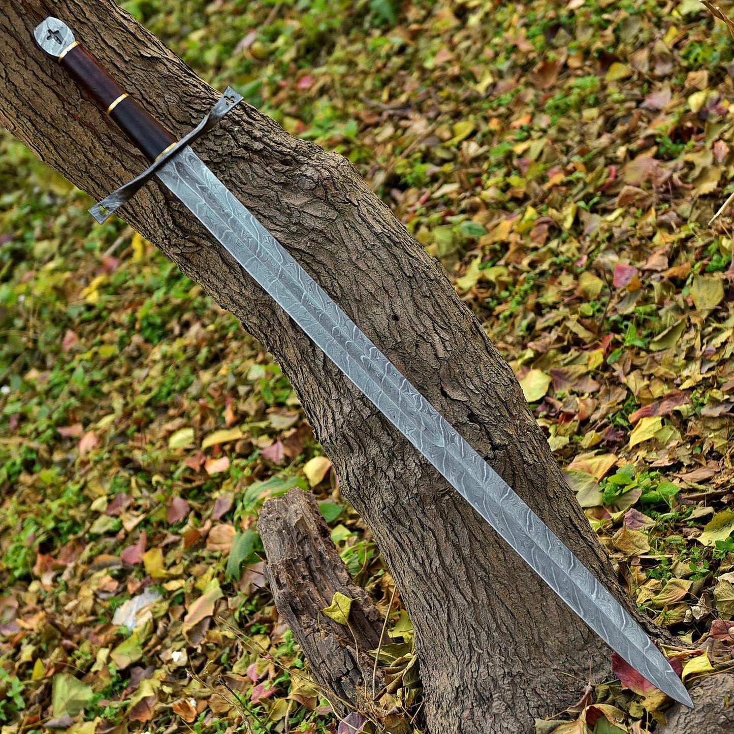 Hand-Forged Damascus Steel Medieval Knight Sword with Sheath