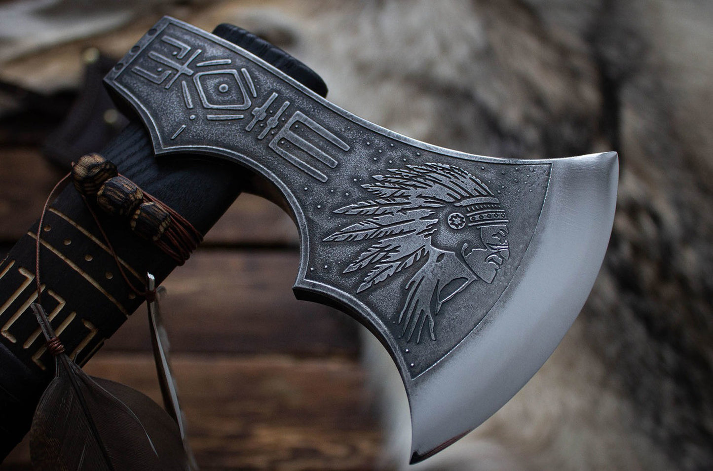 Premium Edition Native American Style Viking With Leather Cover