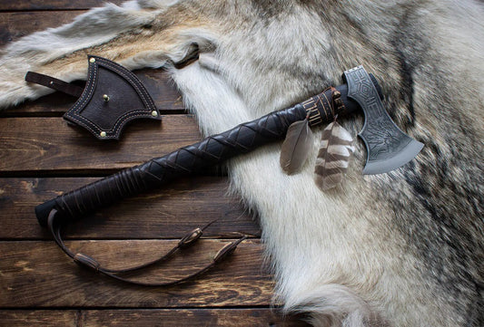 Premium Edition Native American Style Viking With Leather Cover Viking_Blade_Crafts