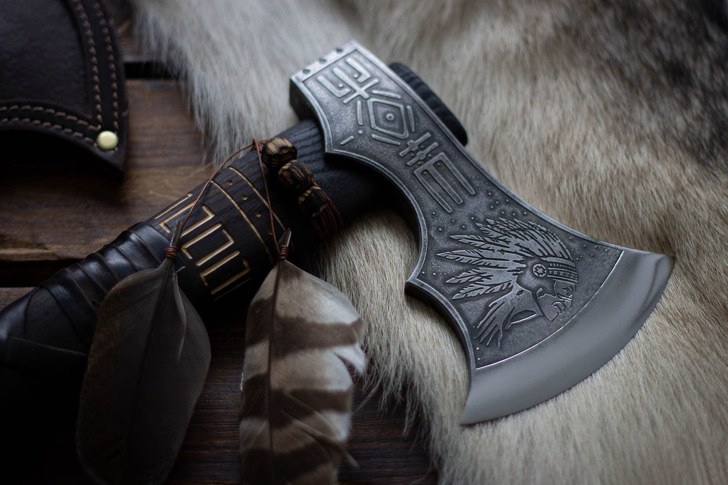 Premium Edition Native American Style Viking With Leather Cover