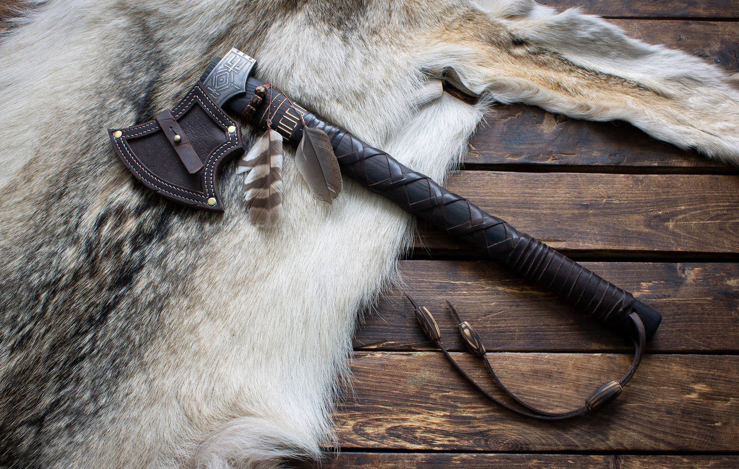 Premium Edition Native American Style Viking With Leather Cover