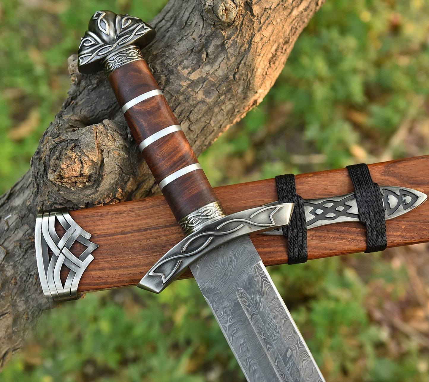 Handmade Damascus Steel Northmen Viking Sword with Scabbard