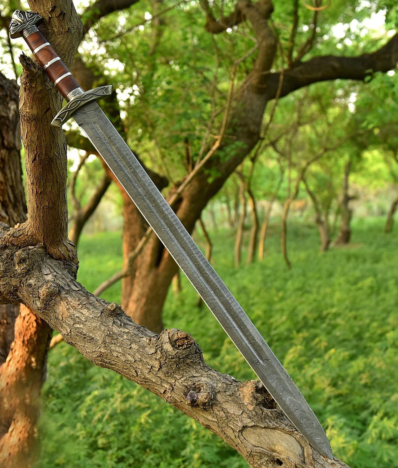 Handmade Damascus Steel Northmen Viking Sword with Scabbard