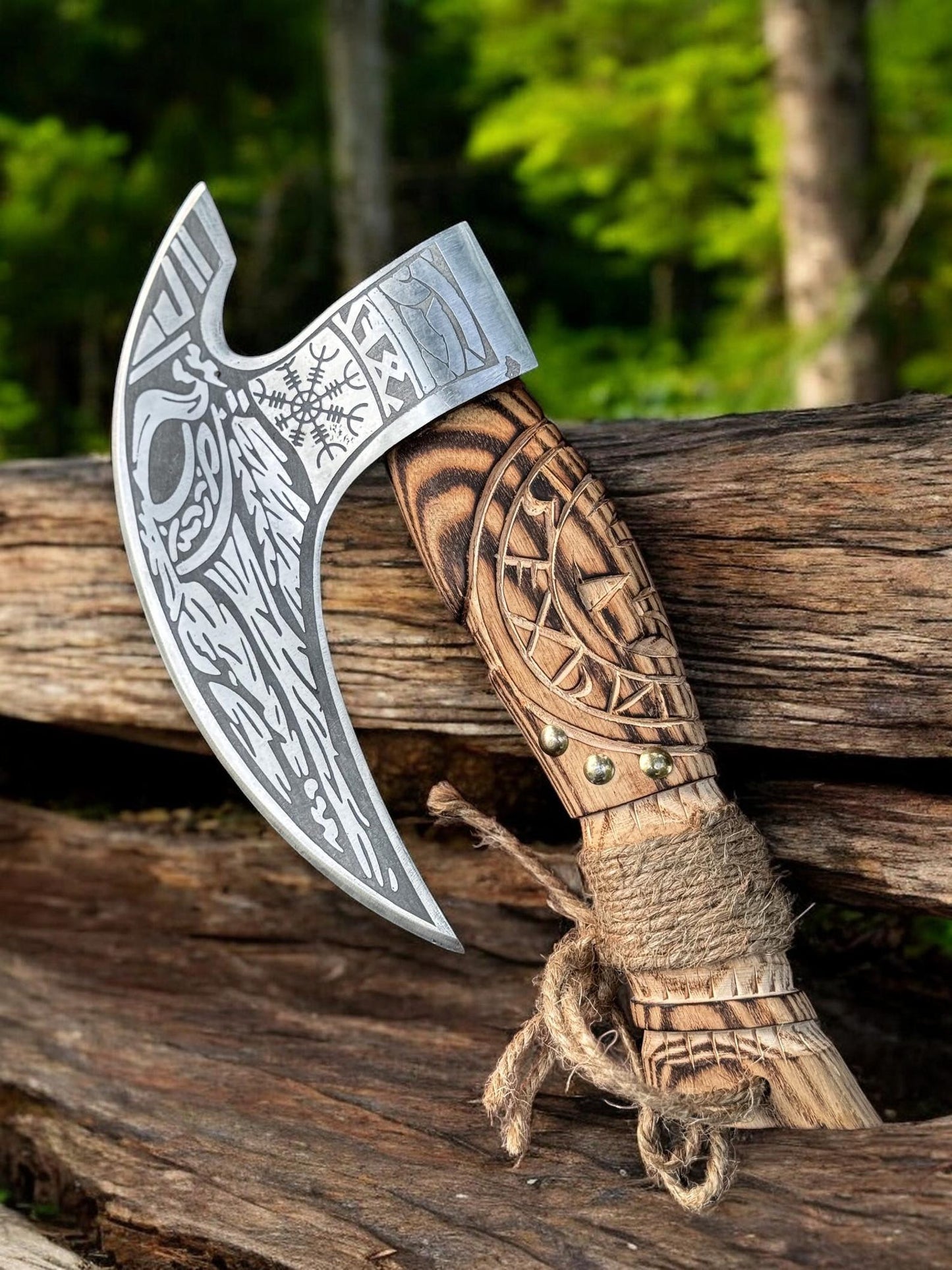 Odin's With Helm Of Awe Pizza Slice Tool Viking Pizza Axe & Sheath