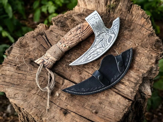 Odin's With Helm Of Awe Pizza Slice Tool Viking Pizza Axe & Sheath Viking_Blade_Crafts