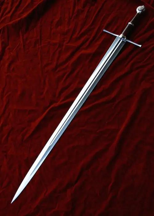 Raven Longsword – Dark Winged Medieval Sword with Brass Raven & Sheath - Viking Blade Crafts