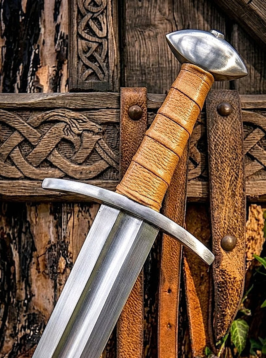 Authentic Late Viking Age Sword Replica With Genuine Leather Scabbard