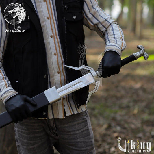 Geralt of Rivia Steel Sword – Witcher Replica with Wall Mount & Scabbard Viking_Blade_Crafts