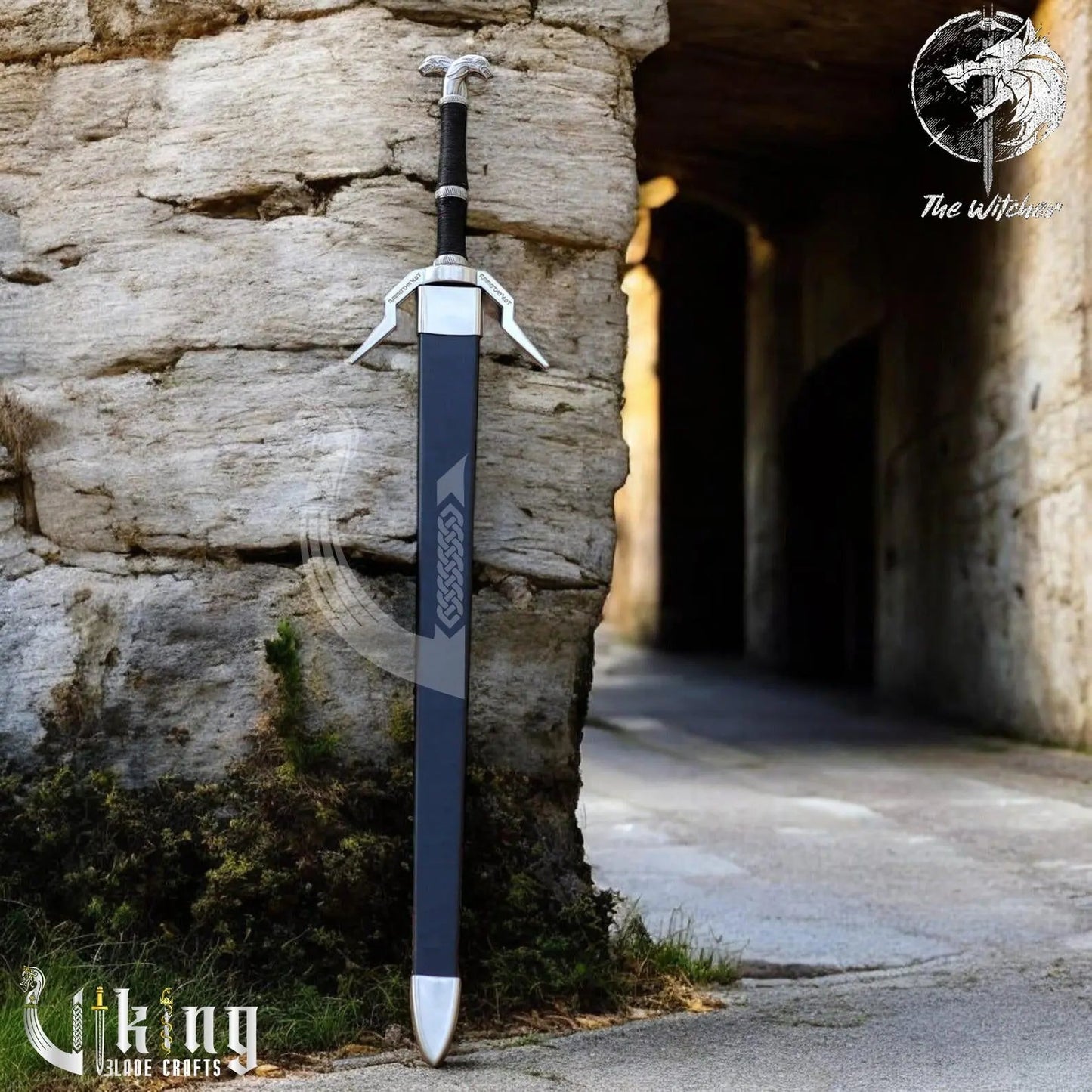 Geralt of Rivia Steel Sword – Witcher Replica with Wall Mount & Scabbard Viking_Blade_Crafts