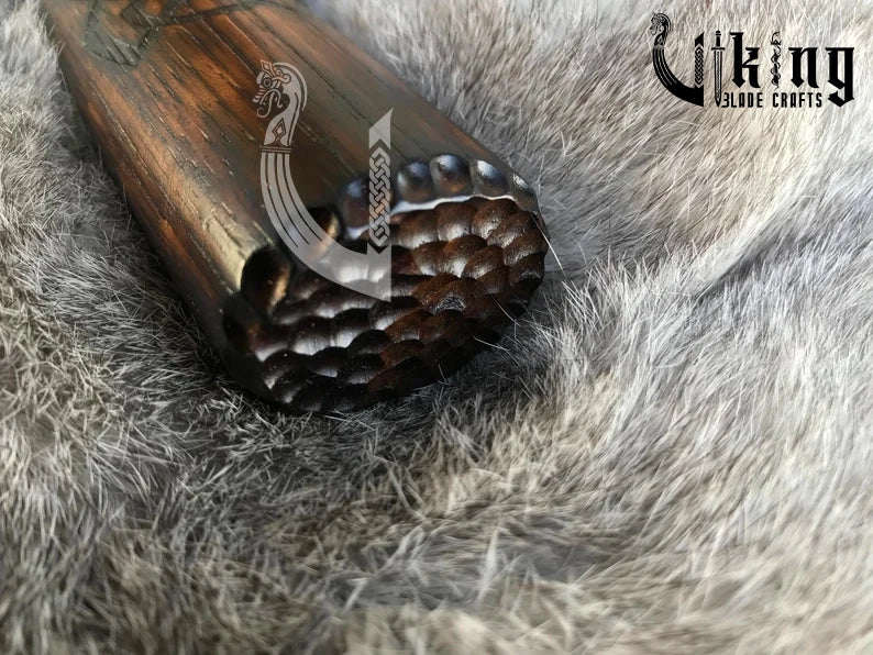 Vegvisir Viking Hammer – Hand Carved Hammer with Norse Compass Symbol