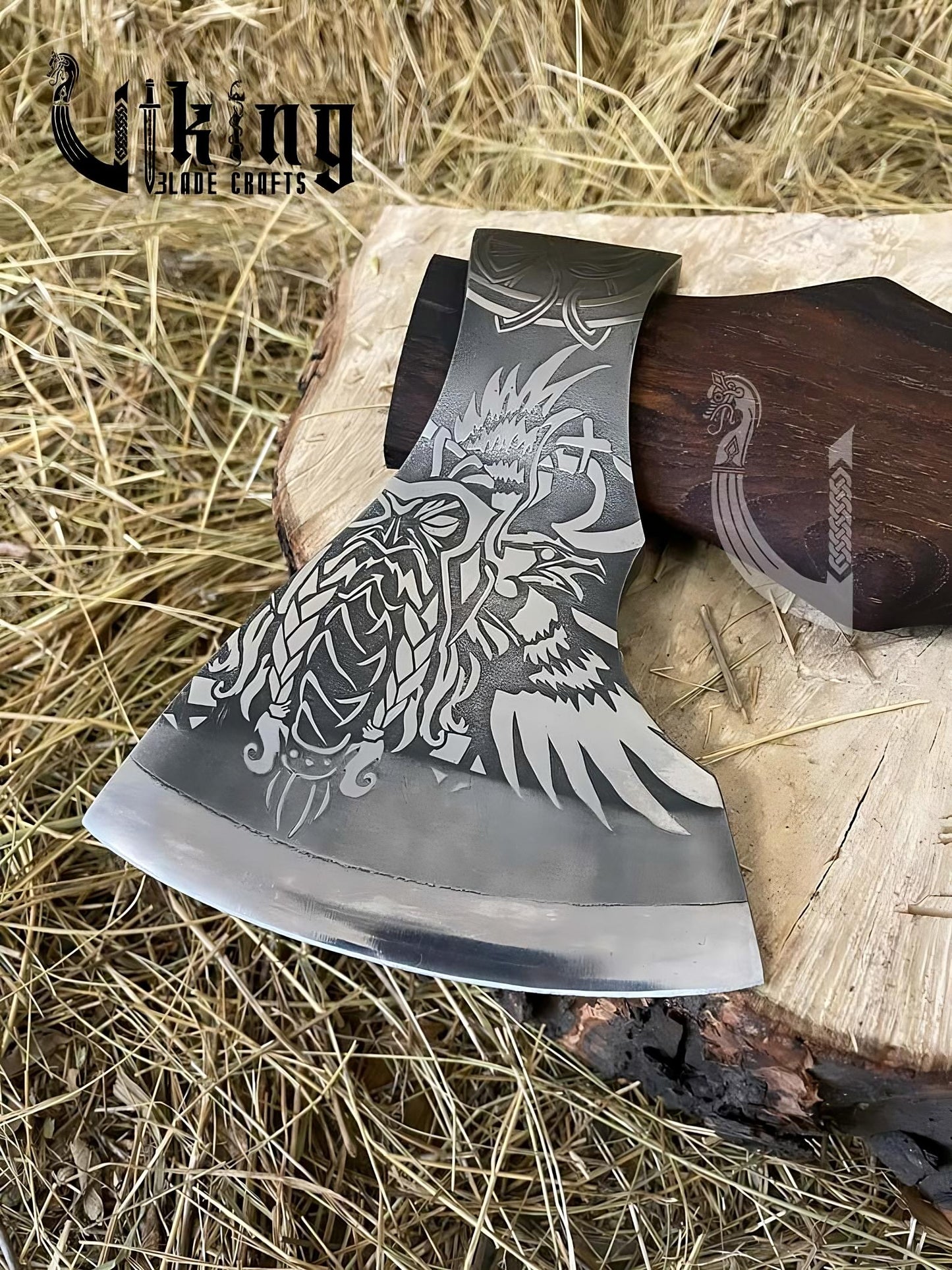 Handmade Functional Viking Axe – High Carbon Steel Blade with Leather Sheath