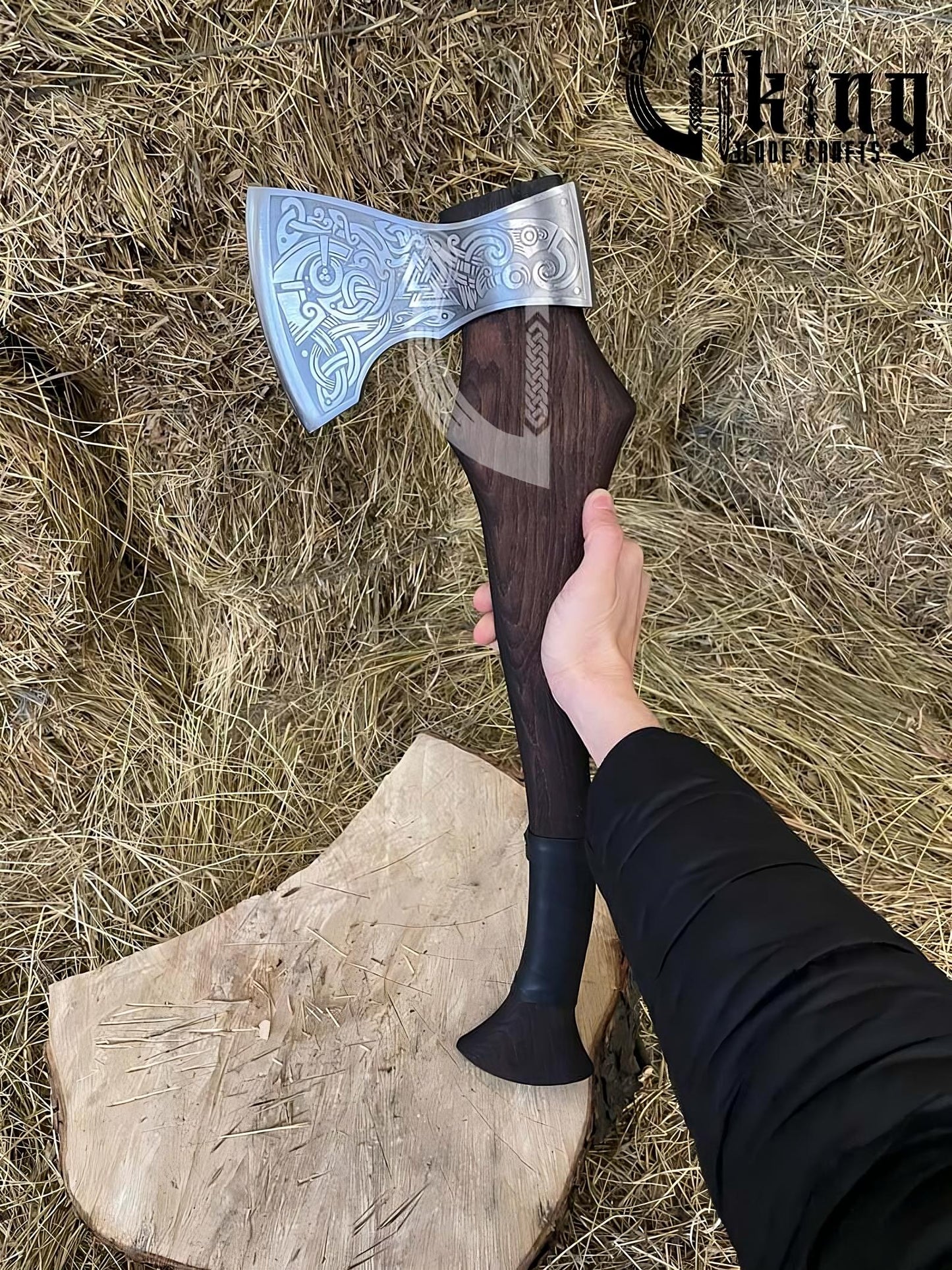 Handmade Functional Viking Axe – High Carbon Steel Blade with Leather Sheath
