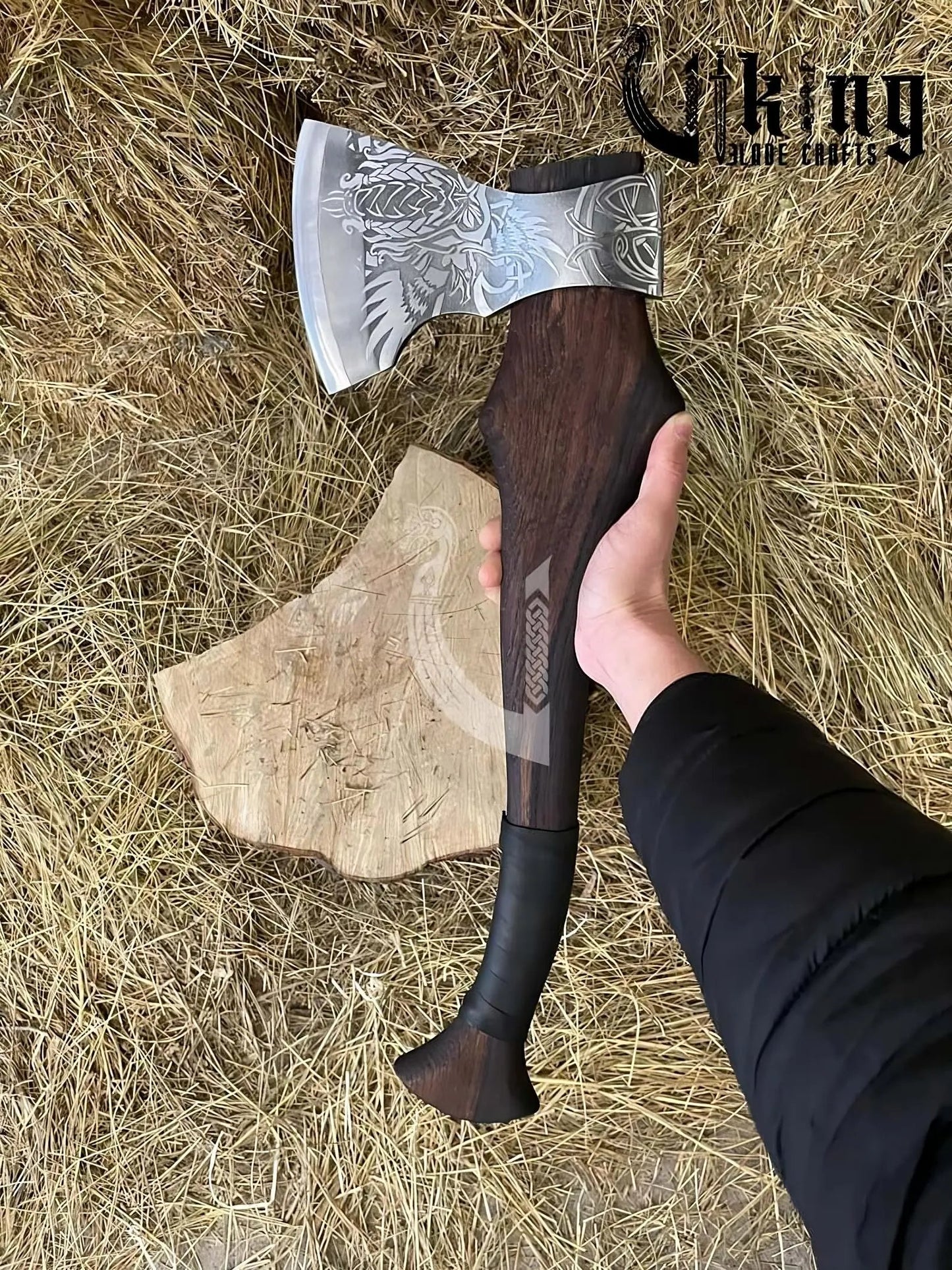 Handmade Functional Viking Axe – High Carbon Steel Blade with Leather Sheath Viking_Blade_Crafts