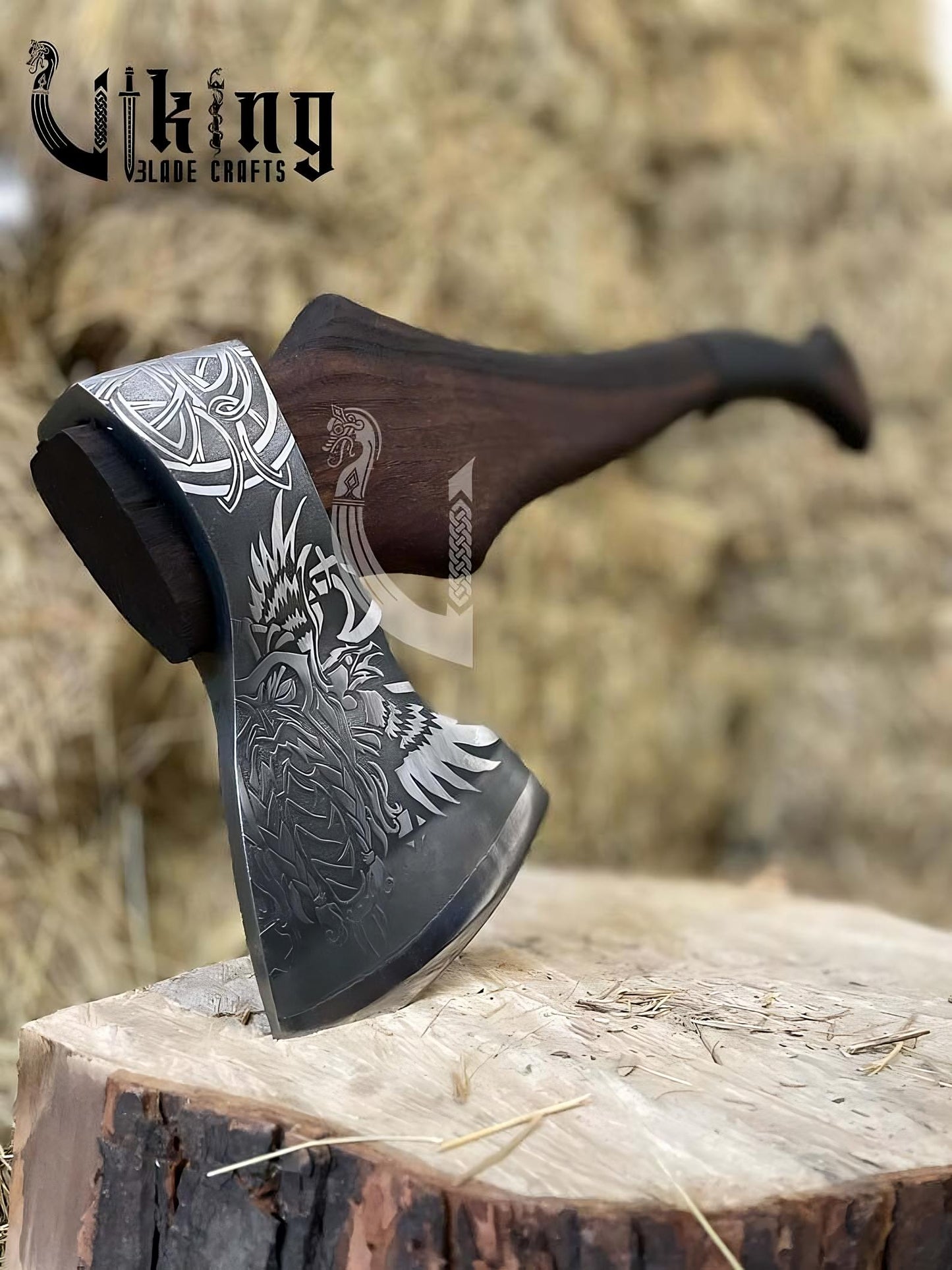 Handmade Functional Viking Axe – High Carbon Steel Blade with Leather Sheath