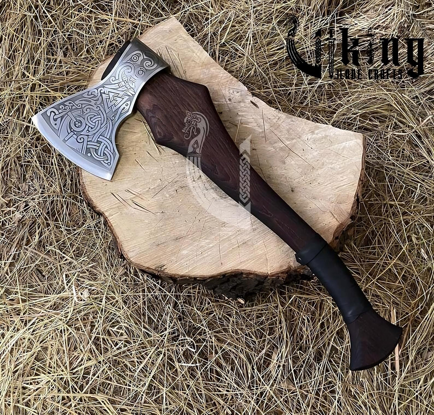 Handmade Functional Viking Axe – High Carbon Steel Blade with Leather Sheath