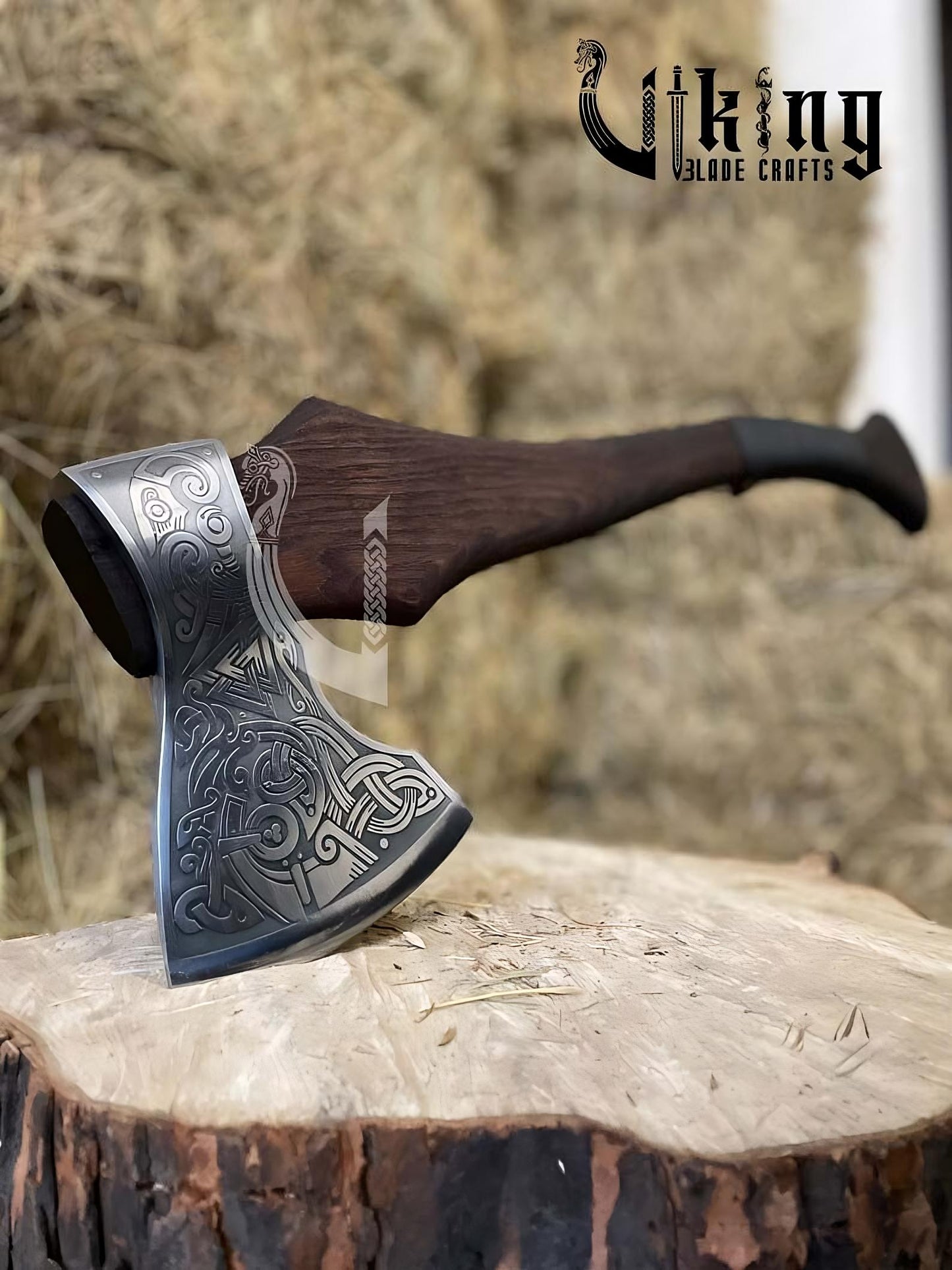 Handmade Functional Viking Axe – High Carbon Steel Blade with Leather Sheath