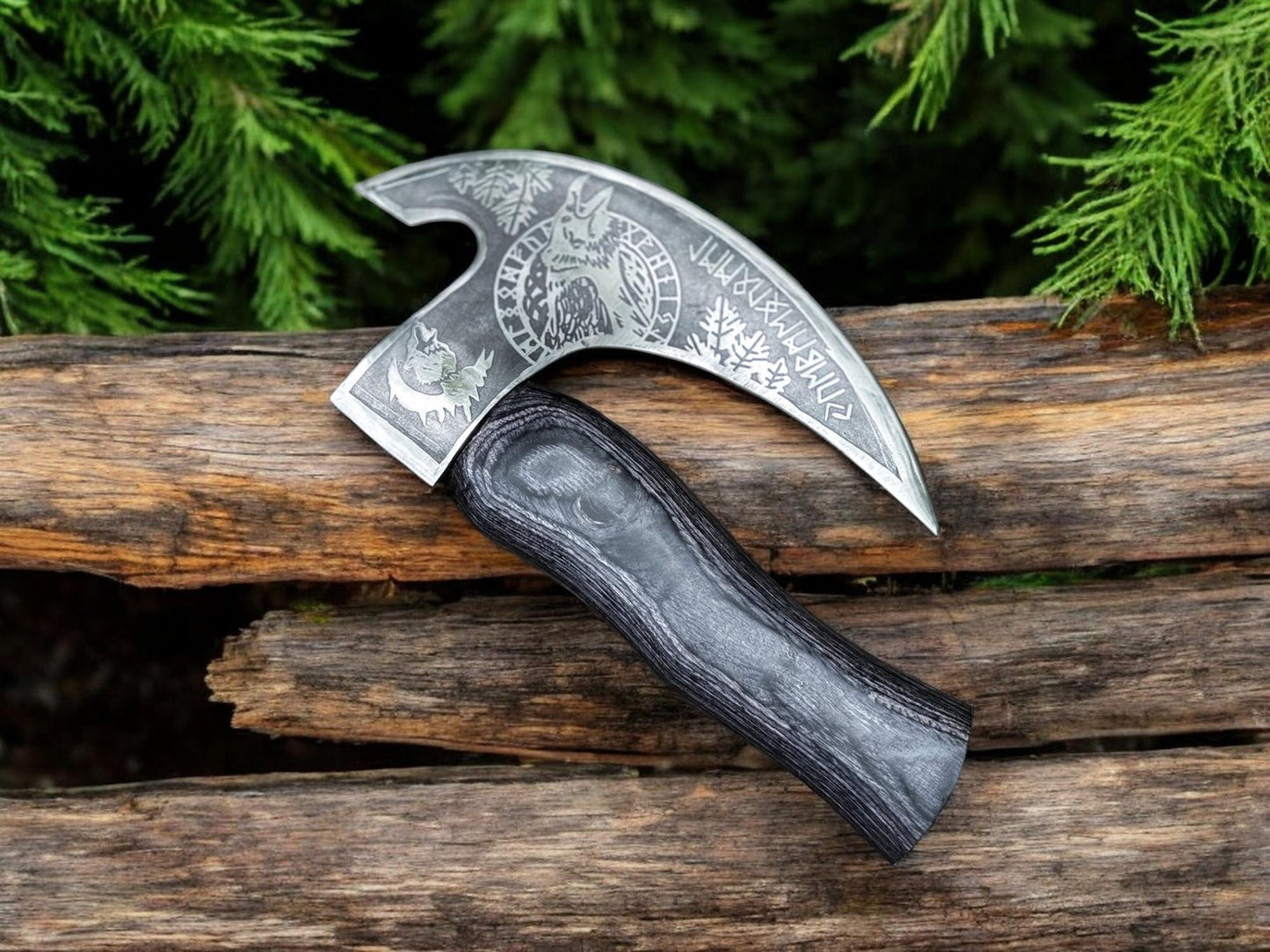 Odin's Raven Viking Pizza Axe – Hand-Forged Pizza Cutter Tool