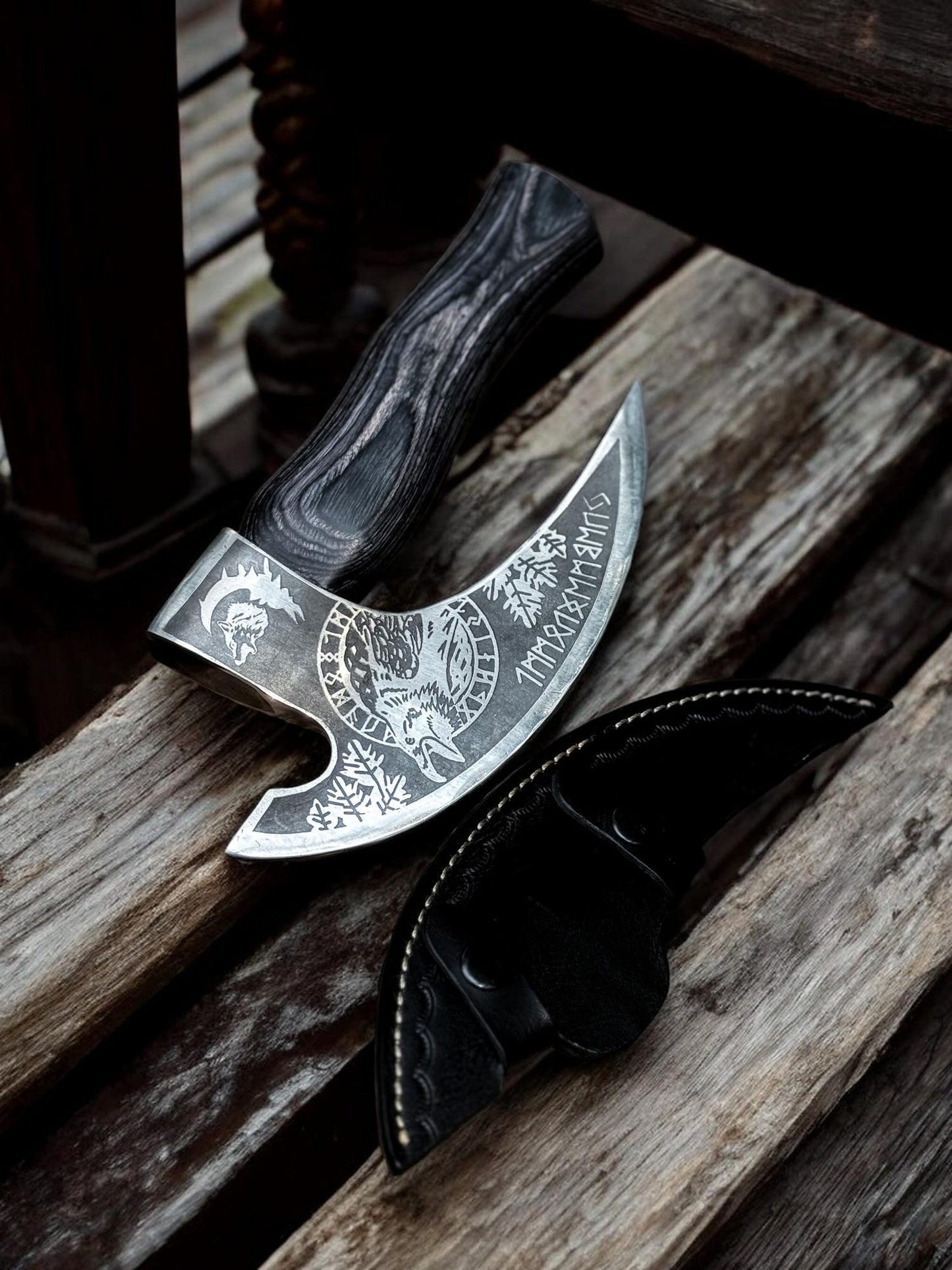 Odin's Raven Viking Pizza Axe – Hand-Forged Pizza Cutter Tool