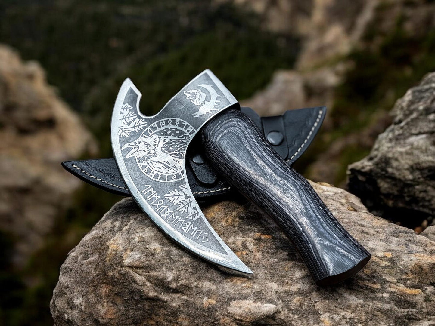 Odin's Raven Viking Pizza Axe – Hand-Forged Pizza Cutter Tool