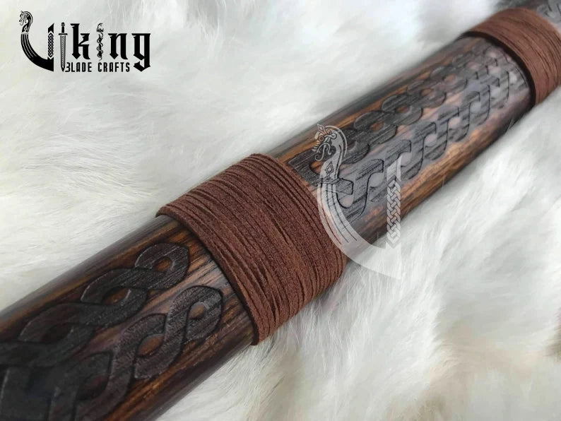 Viking Wolf Hammer – 35" Metal Engraved Long Handle War Tool Replica