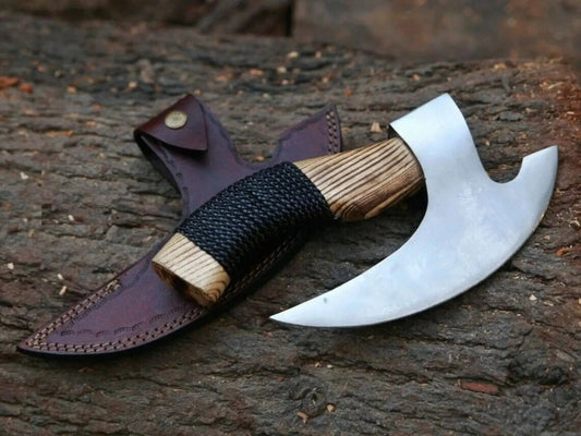Premium Style Pizza Slice Tool Viking Pizza Axe With Leather Cover Viking_Blade_Crafts