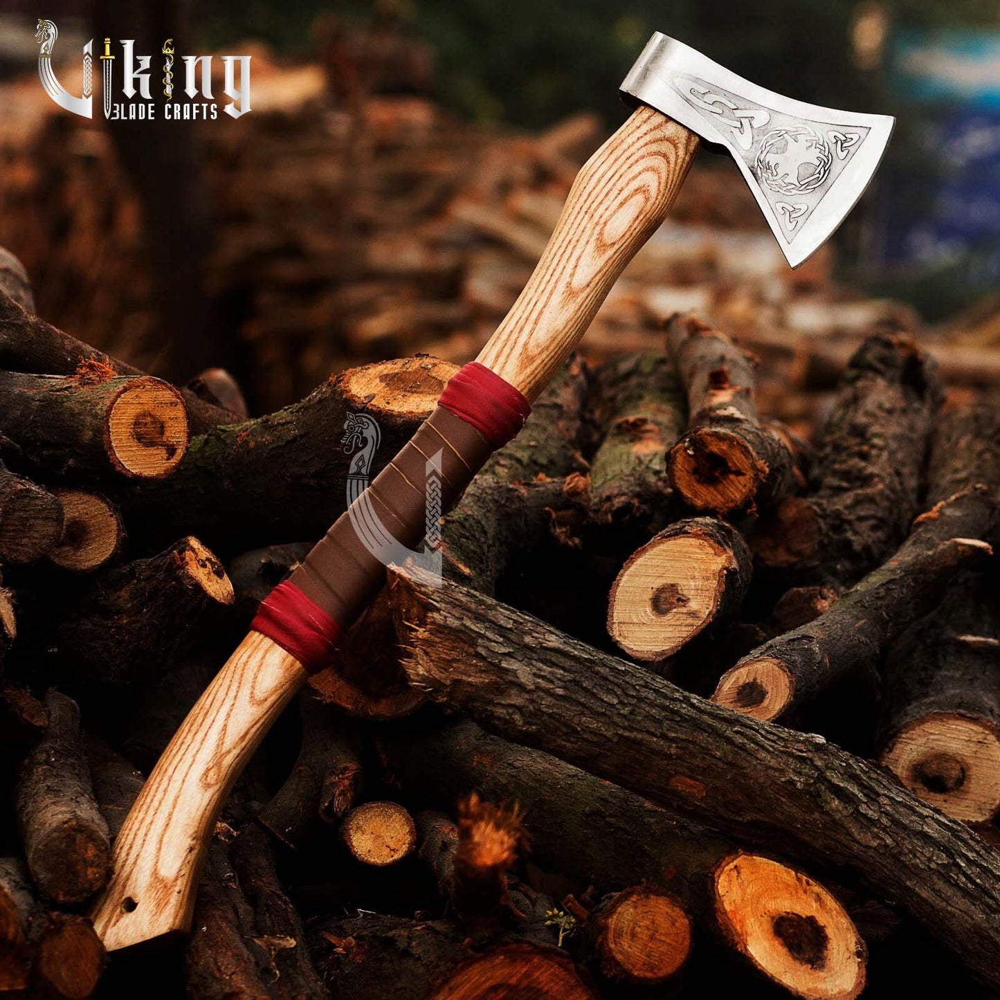 Hand Forged Viking Battle Axe – High Carbon Steel Blade with Sheath