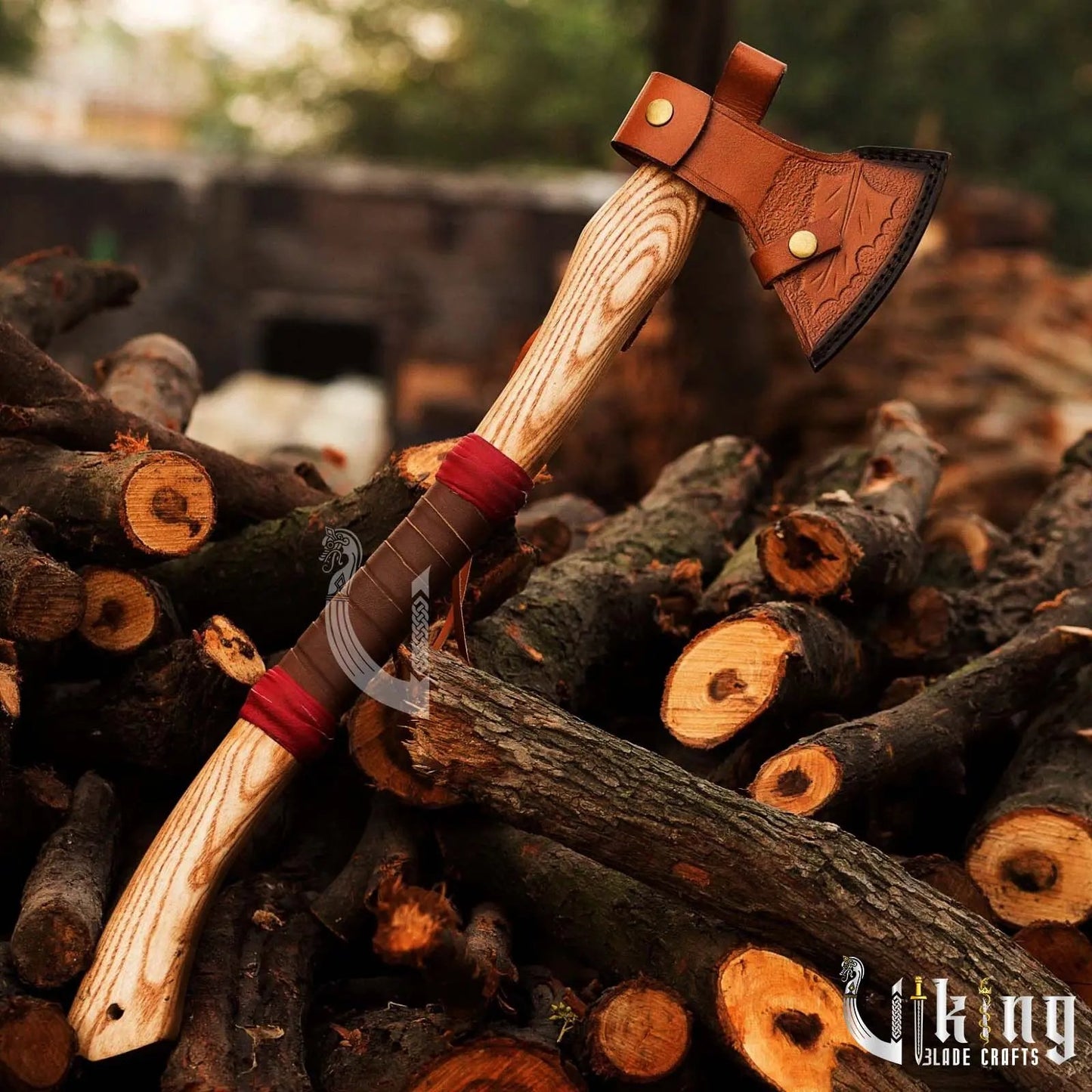 Hand Forged Viking Battle Axe – High Carbon Steel Blade with Sheath Viking_Blade_Crafts