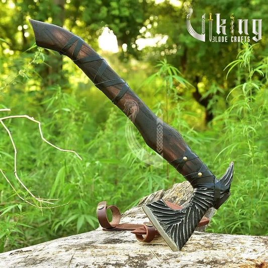 Handmade Viking Axe – 20" High Carbon Steel Blade with Leather Sheath Viking_Blade_Crafts