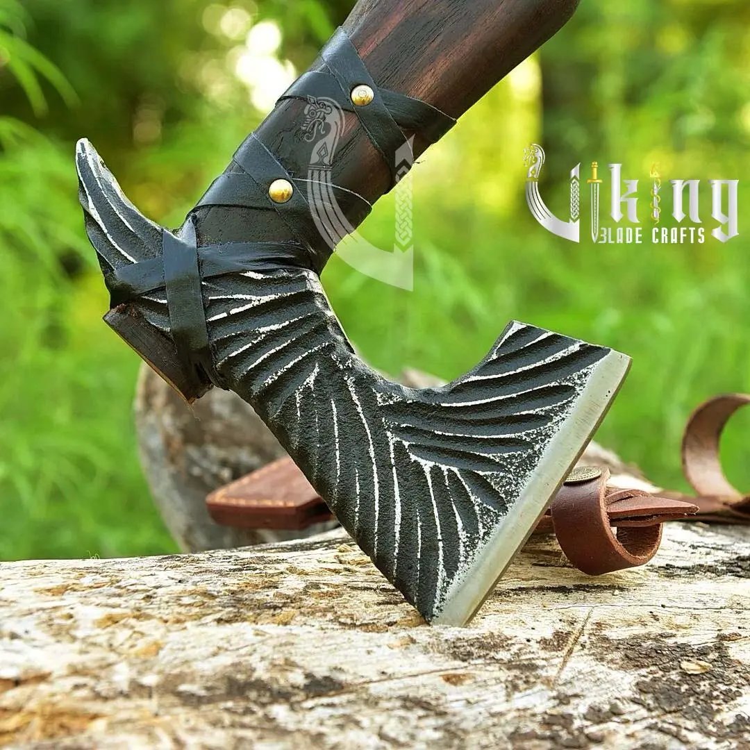 Handmade Viking Axe – 20" High Carbon Steel Blade with Leather Sheath Viking_Blade_Crafts