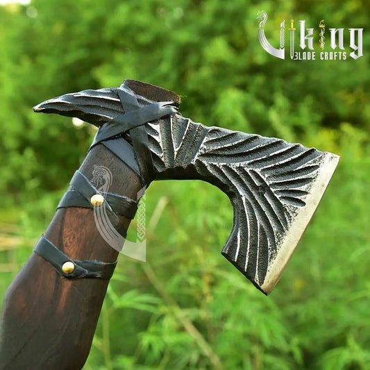 Handmade Viking Axe – 20" High Carbon Steel Blade with Leather Sheath Viking_Blade_Crafts