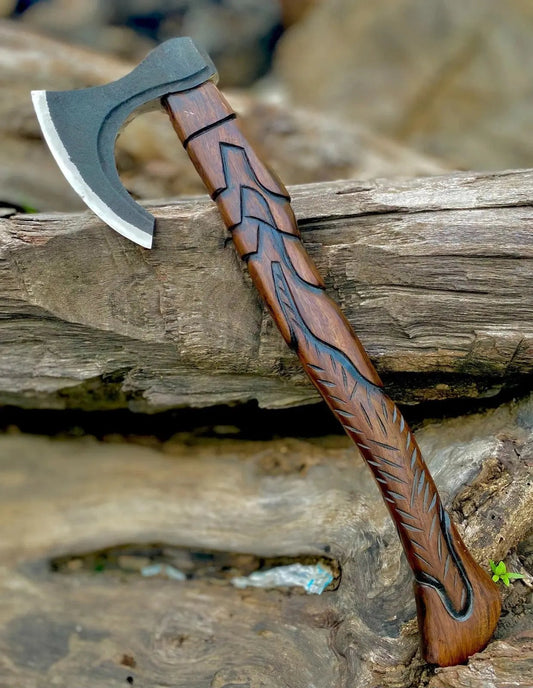 Scandinavian Viking Hatchet – Hand-Forged Axe with Premium Leather Cover Viking_Blade_Crafts