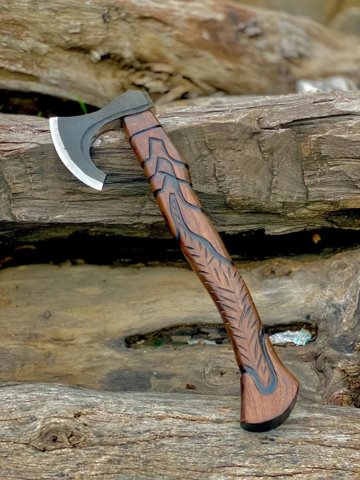 Scandinavian Viking Hatchet – Hand-Forged Axe with Premium Leather Cover Viking_Blade_Crafts