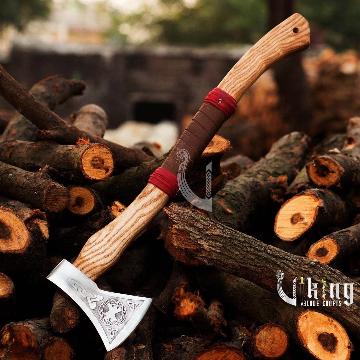 Hand Forged Viking Battle Axe – High Carbon Steel Blade with Sheath