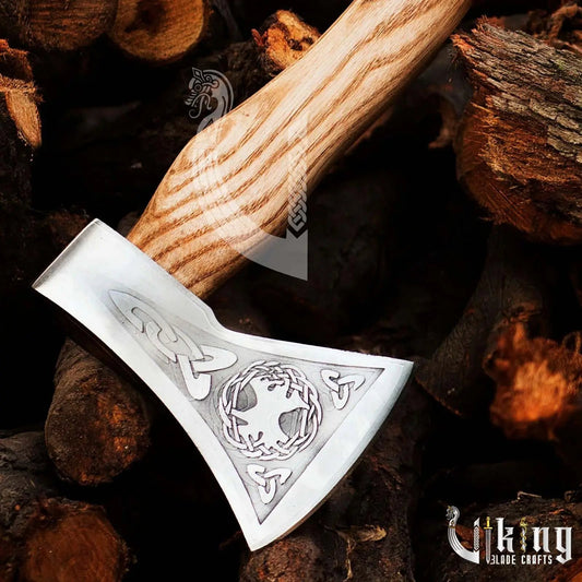 Hand Forged Viking Battle Axe – High Carbon Steel Blade with Sheath Viking_Blade_Crafts