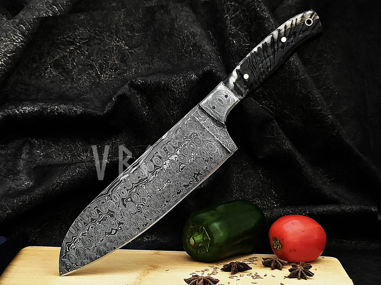 Damascus Steel Chef Knife With Bolster