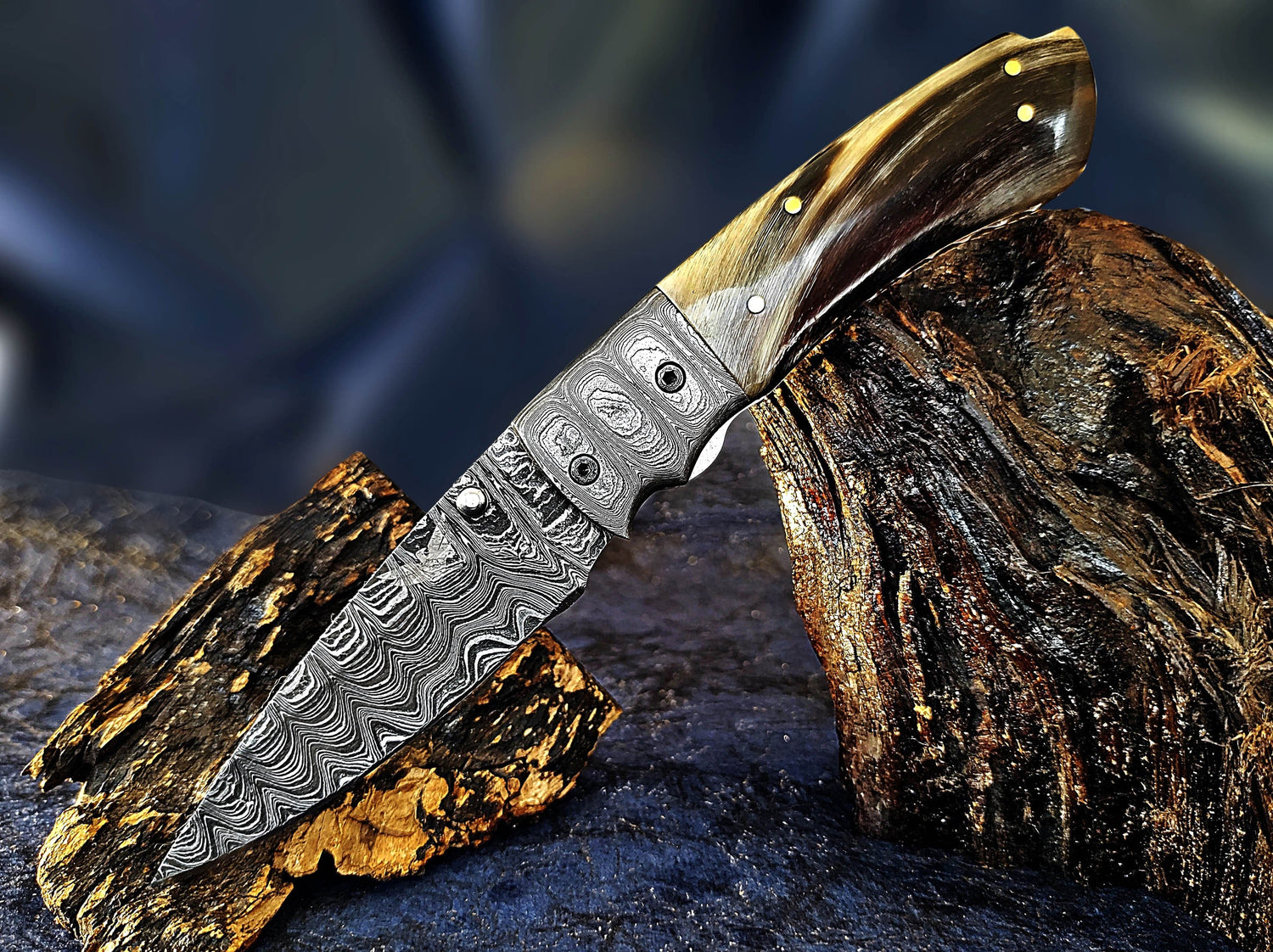 Damascus Folding Knives With Clip